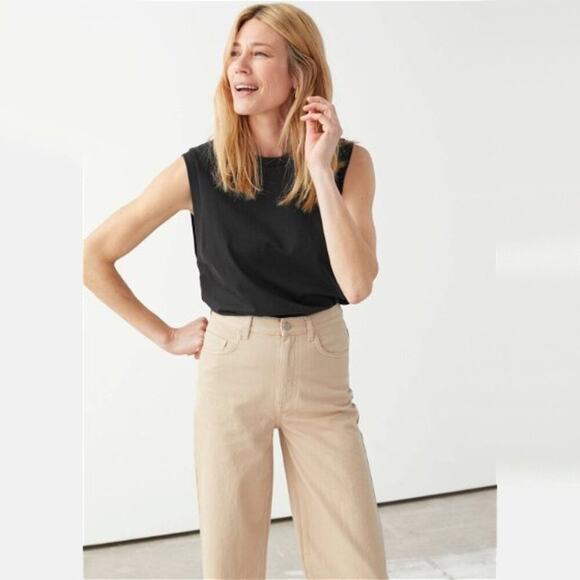 & Other Stories Cotton Sleeveless Tank Top Black Tee NWT - Picture 11 of 12